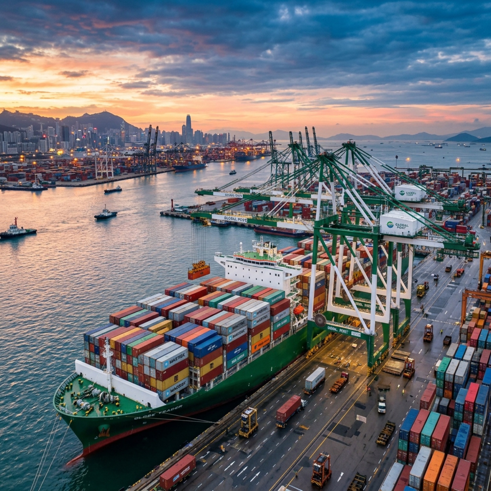Container ship loading at port, part of VHHC's global export operations